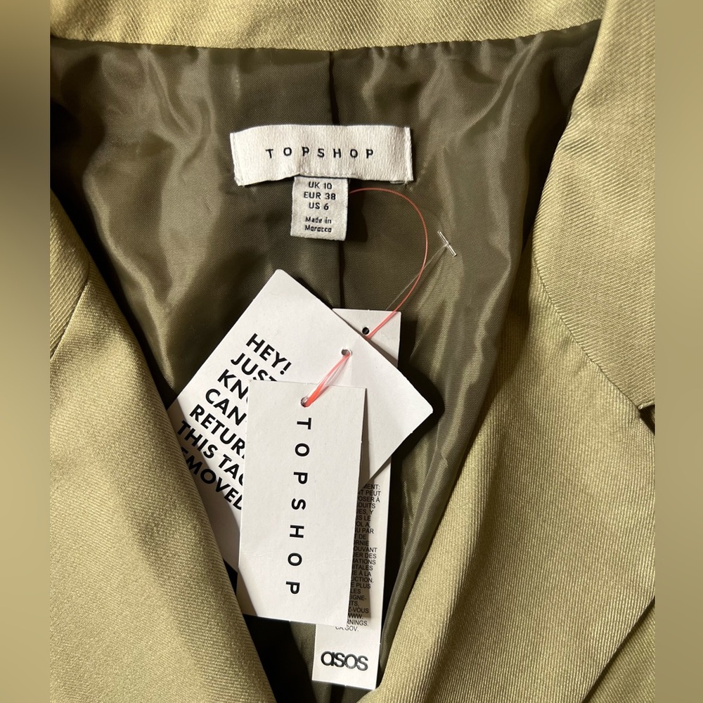 Topshop Side Button Long Sleeve Dad’s Blazer Dress Sage Green, Size US6 - Picture 5 of 8